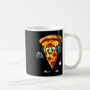 Grappige Gamer Pizza Eten Video Gamen Mannen Jonge Koffiemok