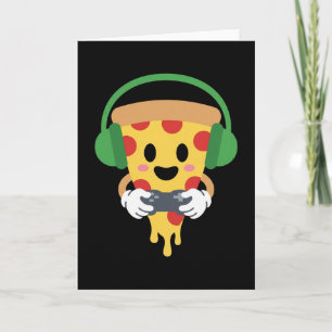 Grappige Gamer Pizza Gamen Videospel Enthousiastel Kaart