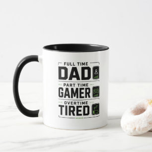 Grappige Gamer Vader Mok   Fulltime Vader Deeltijd