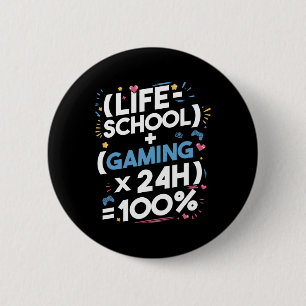 Grappige Gamer Wiskunde Voor Tiener – Gaming Leven Ronde Button 5,7 Cm