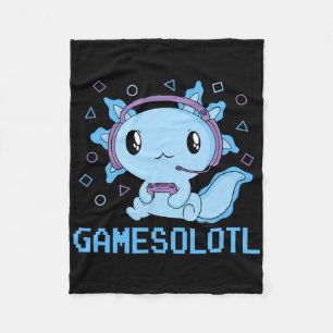 Grappige Gamesolotl Anime Kawaii Gaming Axolotl Vi Fleece Deken