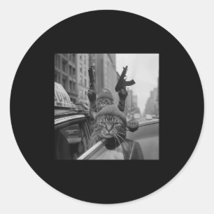 Grappige Gangster Cat Thug Meme Street Lover Katte Ronde Sticker