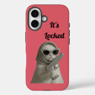 Grappige Gangster Kat Zonnebril Roze Hoesje