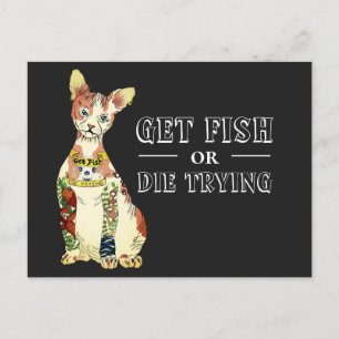 Grappige Gangster Sphynx Kat Tattoo Illustratie Briefkaart