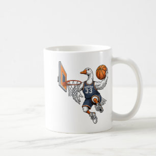 Grappige Gans Basketbal Speler Slam Dunk Liefhebbe Koffiemok