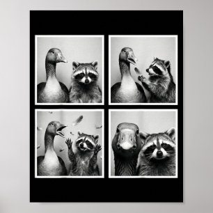 Grappige gans en wasbeer photobooth vrienden chaos poster