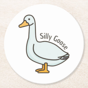 Grappige gans, ganzenliefhebber, Gekke gans Ronde Kartonnen Onderzetter