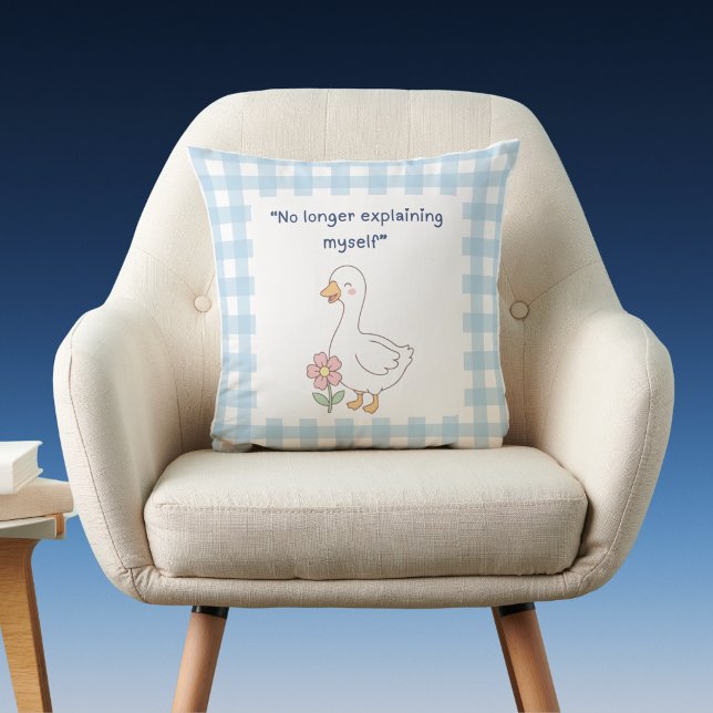 Grappige Gans Gingham Worp Kussen ("No longer explaining myself" custom name pillow)
