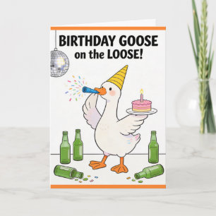 Grappige Gans Kaart Dwaas Gans op de LOOSE Verjaar