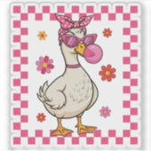 Grappige Gans met Zonnebril en Bubblegum Sticker (Voorkant)