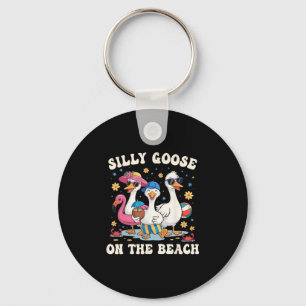 Grappige Gans Op Het Strand Bijpassende Familie Zo Sleutelhanger