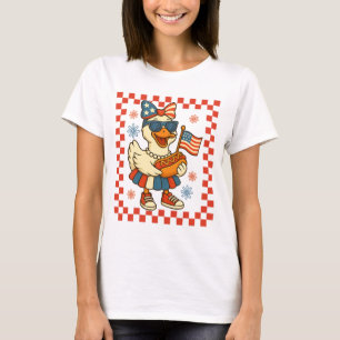 Grappige Gans Strik Coquette 4 juli VS Amerikaans T-shirt
