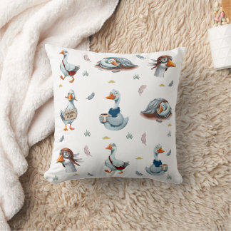 Grappige Ganzen Patroon – Whimsical Gans Print Kussen