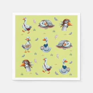 Grappige Ganzen Patroon – Whimsical Gans Print Servet