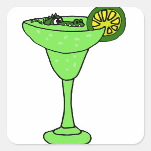 Grappige Gator Zwemmen in Margarita Glass Vierkante Sticker