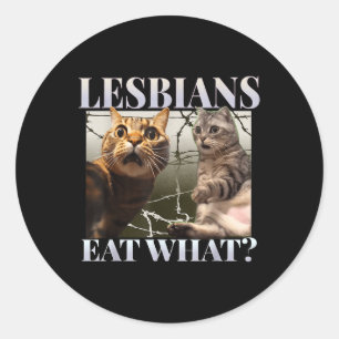 Grappige Gay Pride Lesbians Eten Wat Queer LGBTQ Z Ronde Sticker