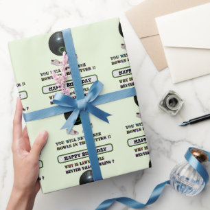 Grappige gazon kommen versus bowlen, verjaardag cadeaupapier