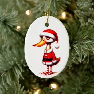 Grappige Geanimeerde Eend Kerstkaart Keramisch Ornament