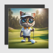 Grappige geanimeerde kat golfspeler, (Voorkant / Achterkant)