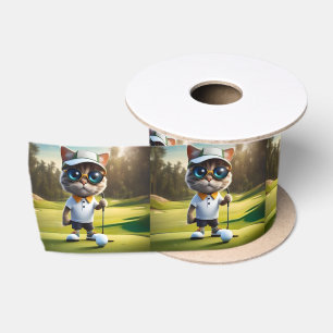 Grappige geanimeerde kat golfspeler, lint
