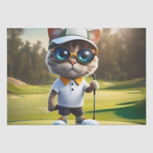 Grappige geanimeerde kat golfspeler, tissuepapier