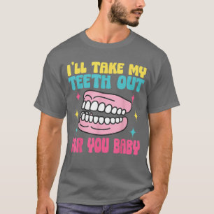 Grappige gebitsprothese. Ik haal mijn tanden voor T-shirt