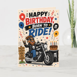 Grappige Geboren om te Rijden Motorfiets Verjaarda Kaart