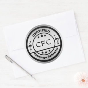 Grappige gecertificeerde Flamingo Collector Zwart Ronde Sticker