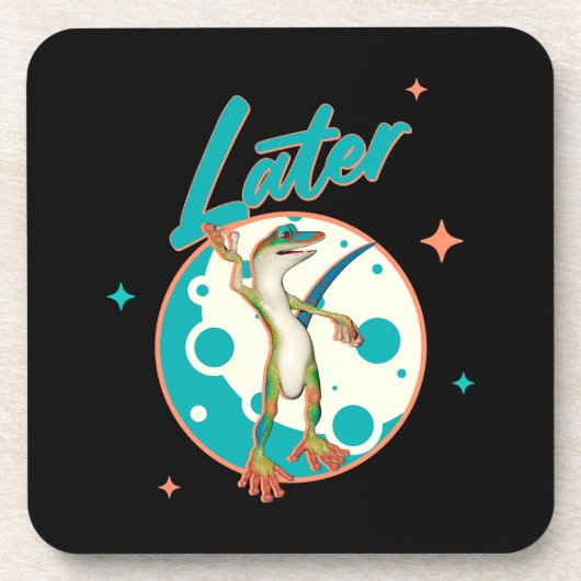 Grappige Gecko Later Uitstel Humor Bier Onderzetter (Voorkant)