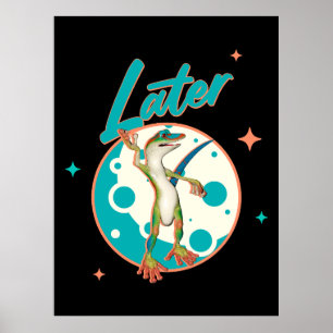Grappige Gecko Later Uitstel Humor Poster