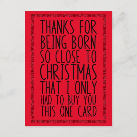 Grappige gecombineerde verjaardag in december en k briefkaart (Voorkant)