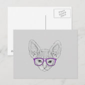 Grappige Geeky Nerdy Sphynx met Vastgebonden Briefkaart (Voorkant / Achterkant)