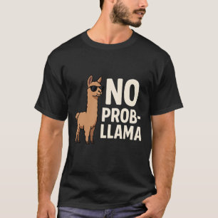 Grappige Geen Prob-Llama Coole Zonnebril Cartoon T-shirt
