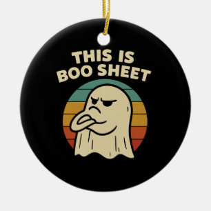 Grappige Geest "Dit Is Boo Blad" Retro Halloween Keramisch Ornament