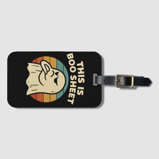 Grappige geest "Dit is Boo Sheet" Retro Halloween Bagagelabel (Voorkant (horizontaal))