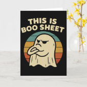 Grappige geest "Dit is Boo Sheet" Retro Halloween Kaart (Gele Bloem)