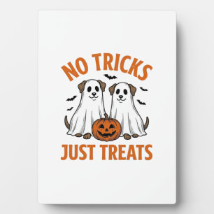 Grappige Geest Hond Halloween Geen Streken Alleen Fotoplaat