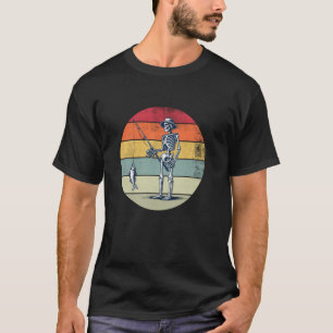 Grappige Geest Mannen Skelet Visser Minnaar Schede T-shirt