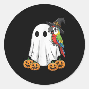 Grappige Geest Papegaai Pompoen Halloween Kinderen Ronde Sticker