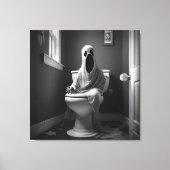 Grappige geest zitten in toilet canvas afdruk (Voorkant)