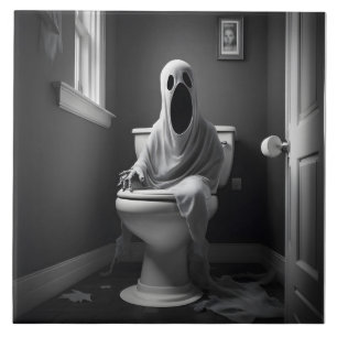 Grappige geest zitten in toilet tegeltje