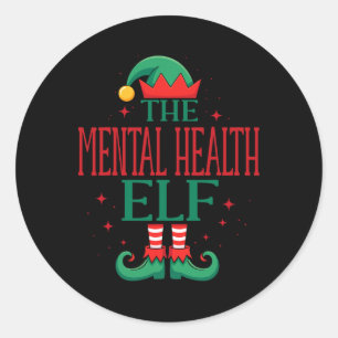 Grappige Geestelijke Gezondheid Elf Kerstvakantie  Ronde Sticker