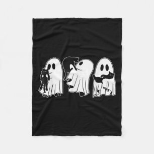 Grappige geesten met zwarte katten Halloween spook Fleece Deken