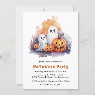Grappige Geesten Pompoenen Kinder Halloween Party Kaart