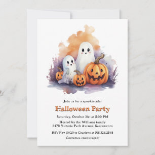 Grappige Geesten Pompoenen Kinder Halloween Party Kaart