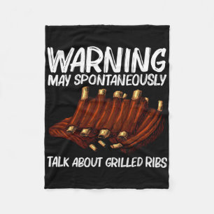 Grappige gegrilde ribben voor mannen vrouwen BBQ g Fleece Deken