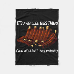 Grappige gegrilde ribben voor mannen vrouwen BBQ g Fleece Deken
