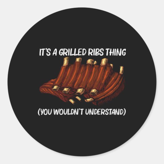 Grappige gegrilde ribben voor mannen vrouwen BBQ g Ronde Sticker (Voorkant)