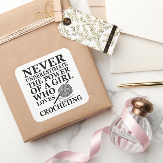 Grappige gehaakte citaten haaksters cadeau vierkante sticker (Geschenken)