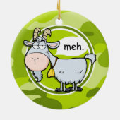 Grappige Geit; heldere groene camo, camouflage Keramisch Ornament (Achterkant)